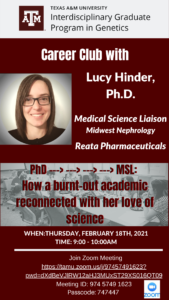 Dr. Lucy Hinder Career Club Seminar