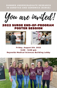 2022 Summer Undergraduate Research in Genetics and Genomics Poster Session (SURGe)