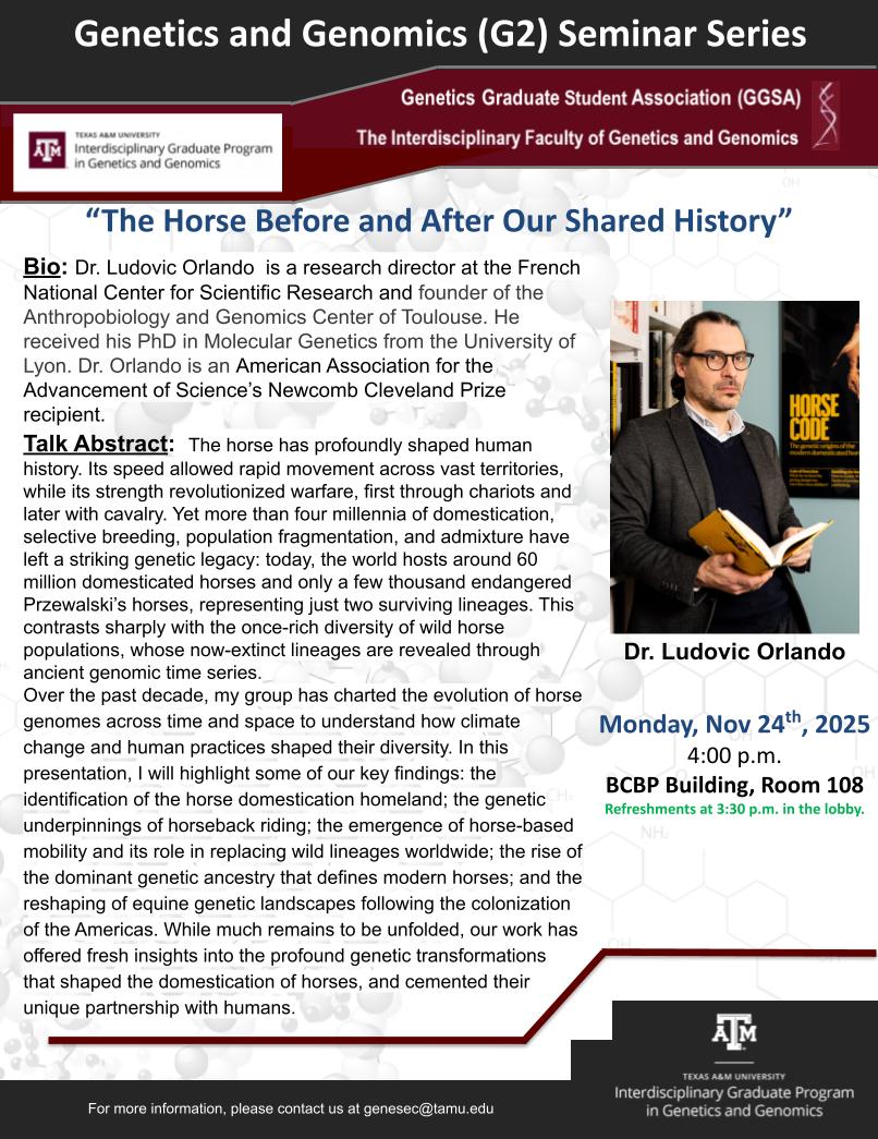 G2 Seminar Flyer - Dr. Ludovic Orlando